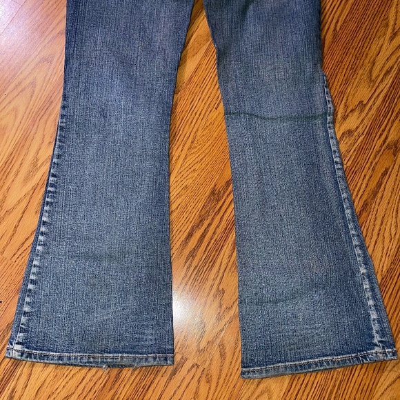 Vanity Jeans Womens Kennedy Low Rise Flare Wide Leg Distressed Dark Denim - Picture 9 of 12